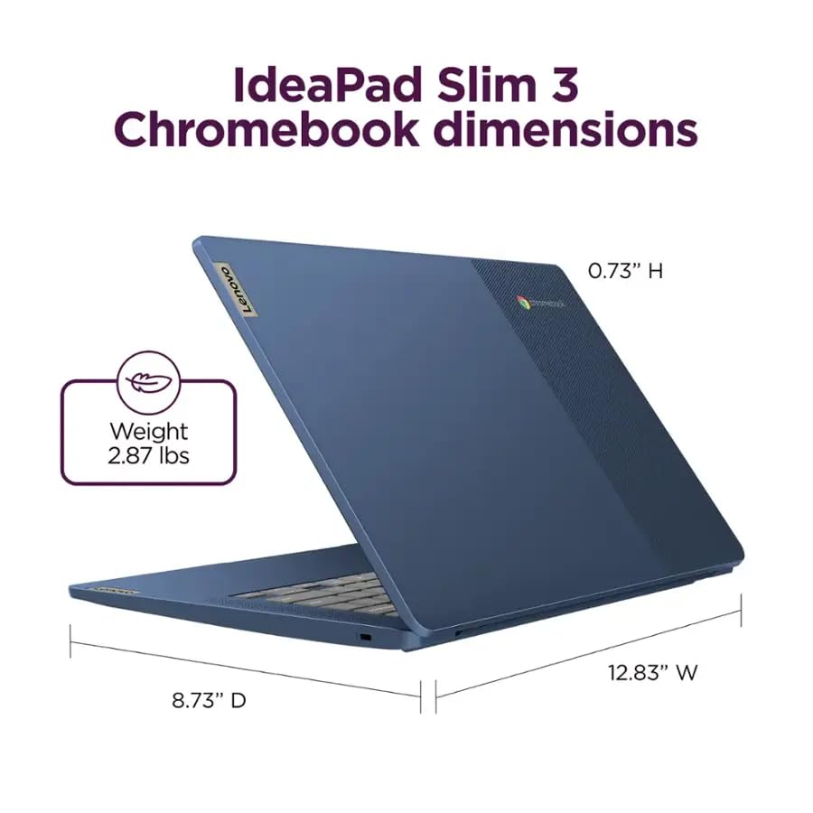 Lenovo IdeaPad Slim 3 Chromebook - 14'' Full HD (1920 x 1080) Display • 8-Core MediaTek Kompanio 520 CPU • 4GB RAM • 64GB eMMC & 256GB Micro SD Card • Wi-Fi 6 • for Business Student • Chrome OS • Blue(Renewed)