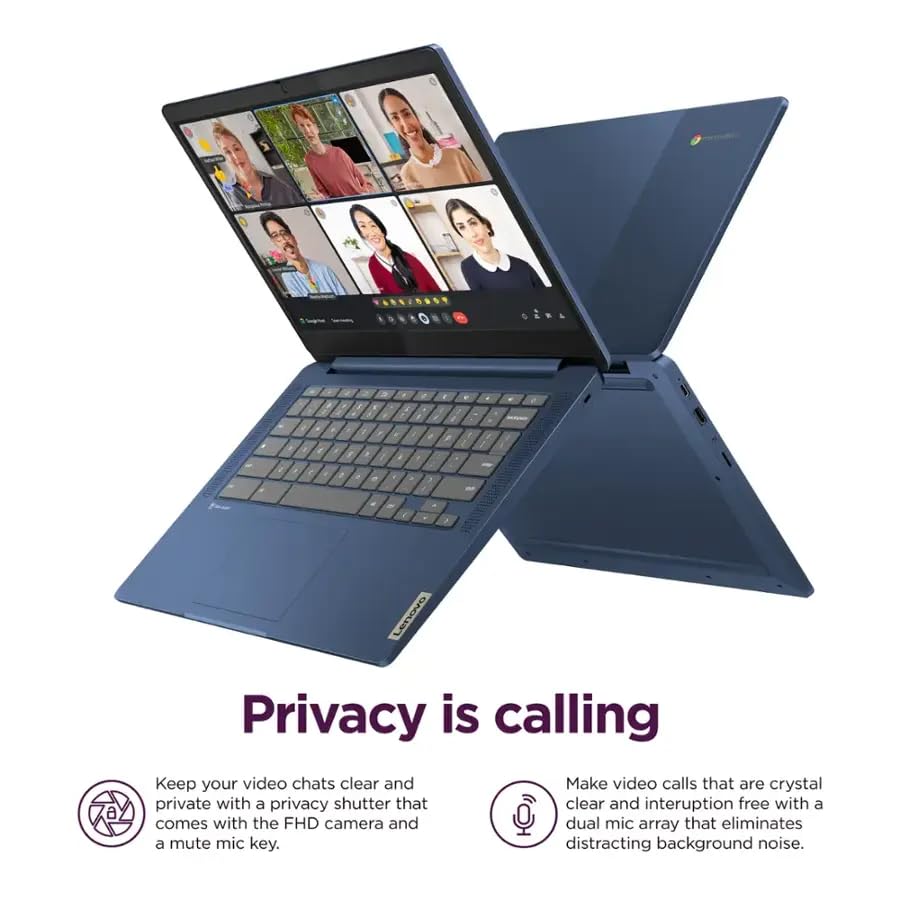 Lenovo IdeaPad Slim 3 Chromebook - 14'' Full HD (1920 x 1080) Display • 8-Core MediaTek Kompanio 520 CPU • 4GB RAM • 64GB eMMC & 256GB Micro SD Card • Wi-Fi 6 • for Business Student • Chrome OS • Blue(Renewed)