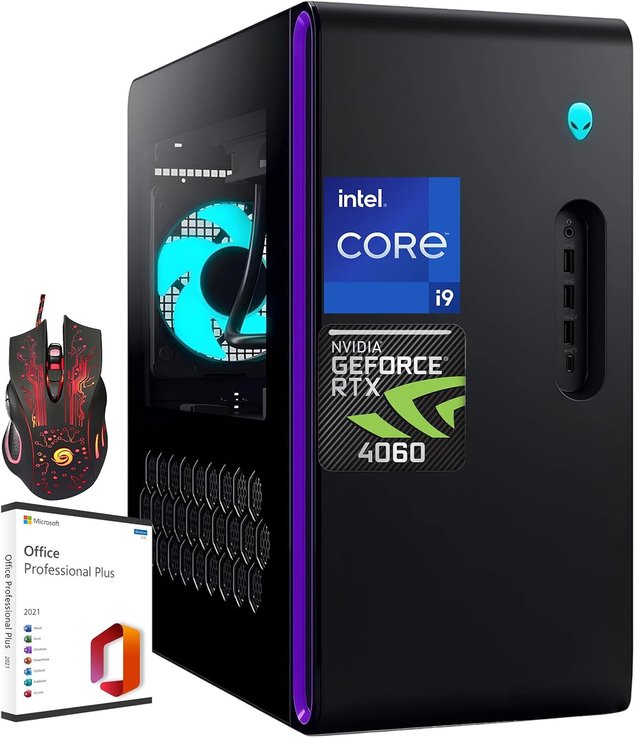 Alienware 2024 Aurora R16 Gaming Desktop, Intel i9-13900F, GeForce RTX 4060, 64GB DDR5 RAM, 4TB SSD, 2TB HDD, Wi-Fi 6E, Windows 11 Pro, with Microsoft Office Lifetime License & Gaming Mouse