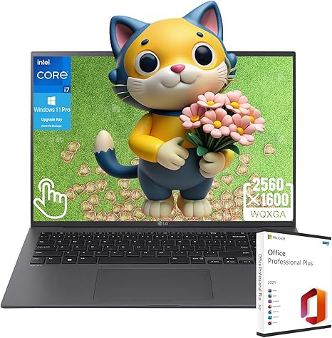 LG Gram Business Lightweight Laptop - 16" WQXGA Touchscreen, Intel 12-Core i7-1360P(Up to 5GHz), 32GB DDR5, 1TB SSD, WiFi 6E, Backlit Keyboard, Windows 11 Pro, with Microsoft Office Lifetime License
