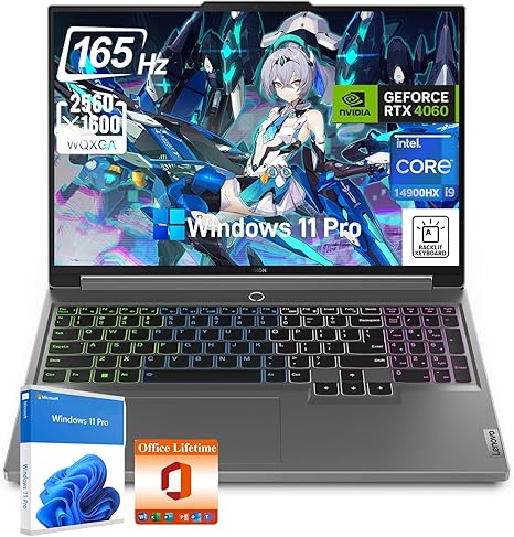 Lenovo Legion 5i Gaming Laptop - 16" WQXGA (2560 x 1600) 350-Nits 165Hz Display, Intel i9-14900HX, 64GB DDR5, 4TB SSD, GeForce RTX 4060, Backlit KB, Wi-Fi 6E, Win 11 Pro, with Office Lifetime