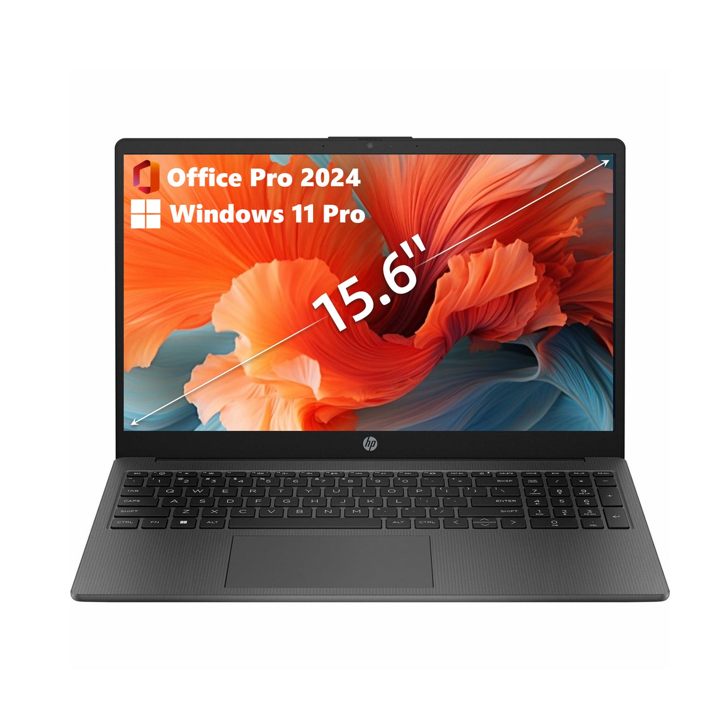 HP 255 G10 15.6 FHD Notebook Laptop, AMD Ryzen 5 7530U (Beats i7-1165G7),16GB RAM - 512GB PCIe SSD, Webcam, WiFi 6 Bluetooth 5.3, Windows 11 Pro, Office Pro 2024 with LTP Accessories Kit