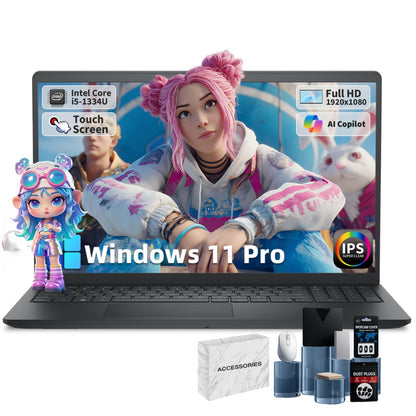 Dell Inspiron 15 Touchscreen Laptop - 15.6" LED FHD Anti-Glare Display, Intel 10-Core i5-1334U, 32GB RAM, 1TB PCIe SSD, Windows 11 Pro, Copilot, Numeric Keypad, WiFi 6, w/Accessories(Renewed)